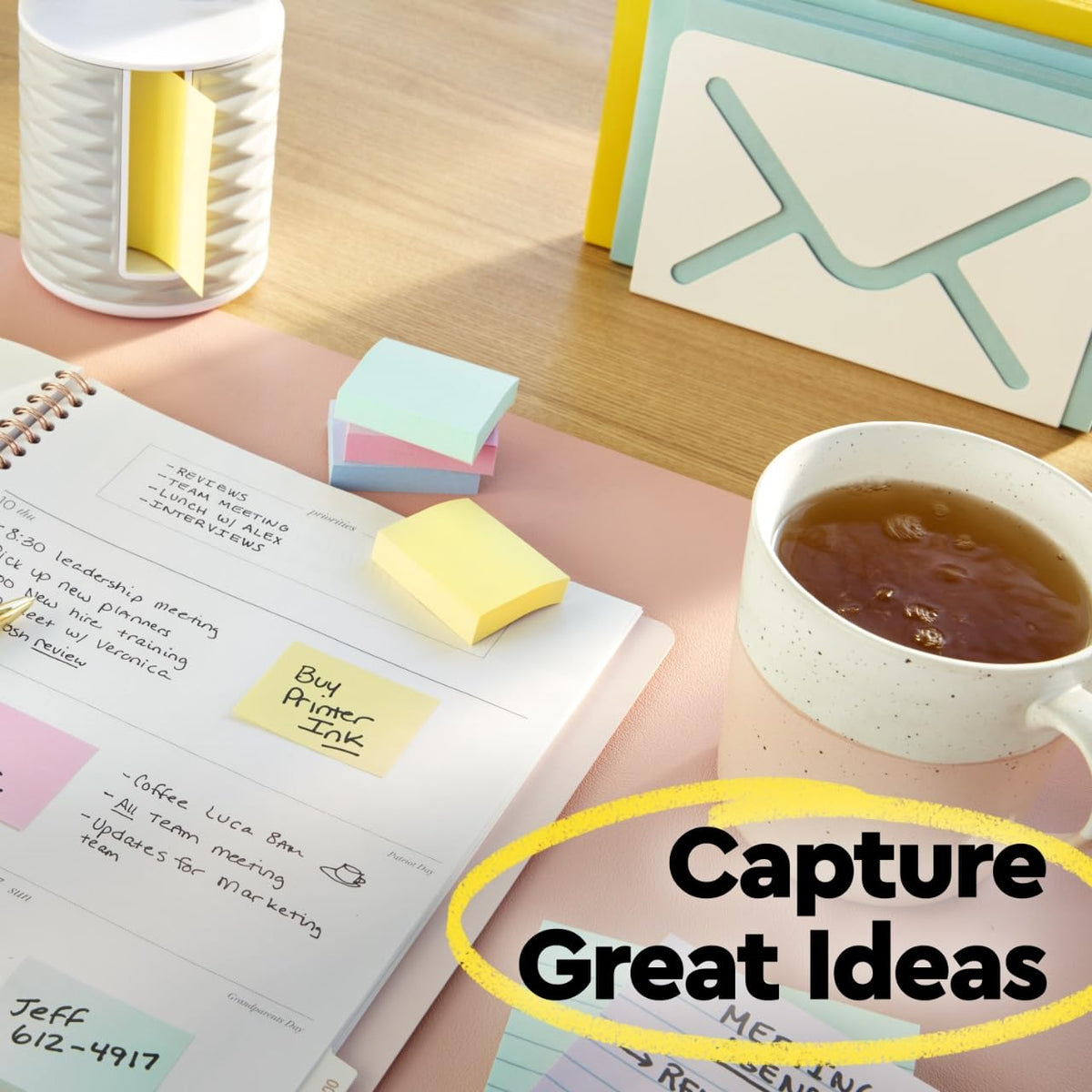 POST-IT 3M Notas Adhesivas Reposicionables Amarillo Canario 1200 hojas | Ideales para planear y organizar, Adhesivo original, 76 x 76 mm, Multiusos, 12 pads con 100 piezas c/u