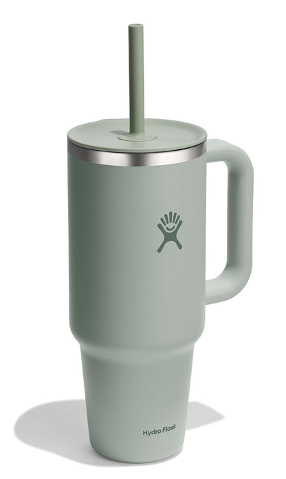 Hydro Flask - Vaso de viaje de 40 onzas con asa, tapa y popote, acero inoxidable aislado en agave tonal