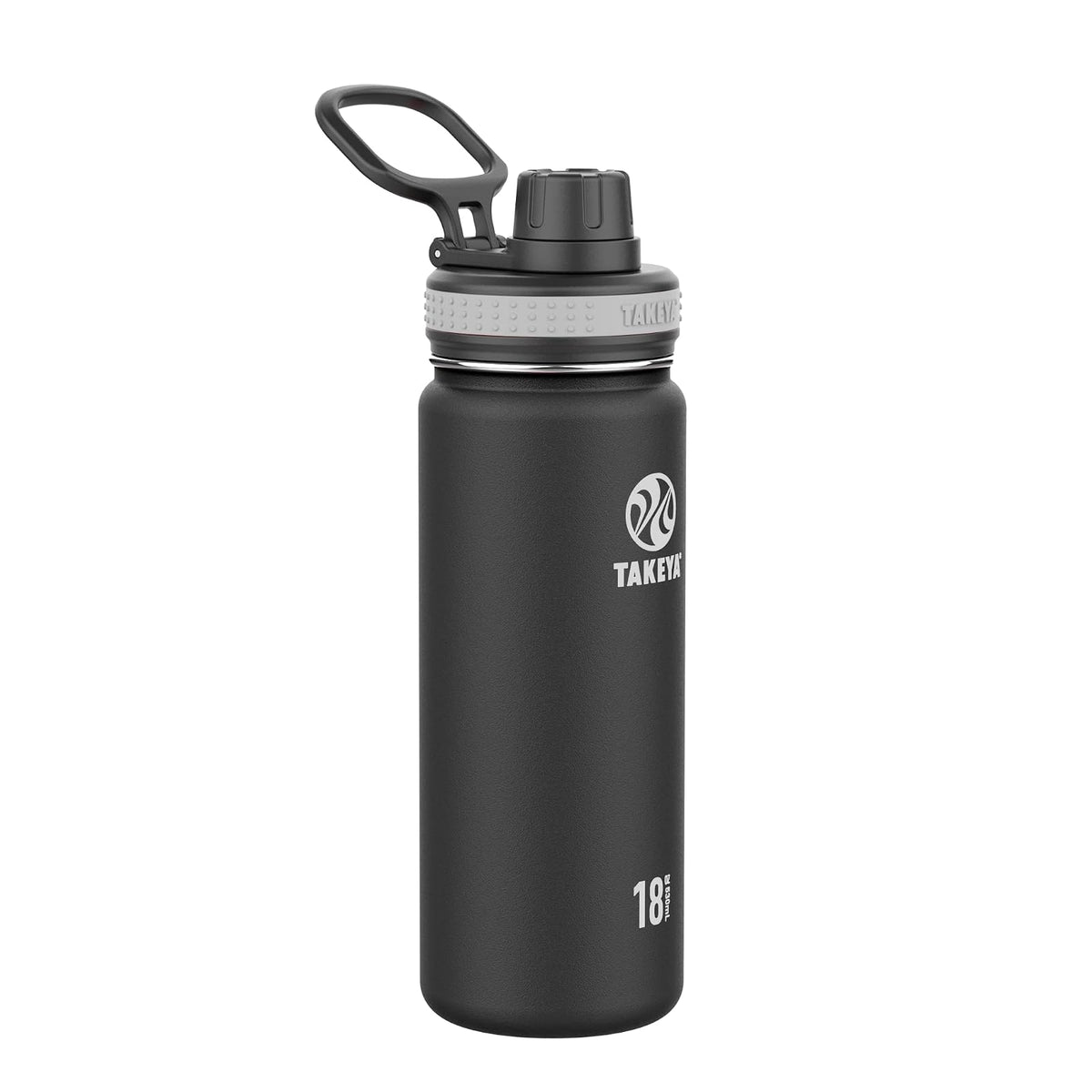 Takeya Originals Botella de Agua Aislada de Acero Inoxidable, Varios Tamaños y Colores - 0.5 Litros - Negro