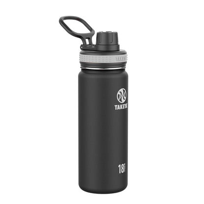Takeya Originals Botella de Agua Aislada de Acero Inoxidable, Varios Tamaños y Colores - 0.5 Litros - Negro