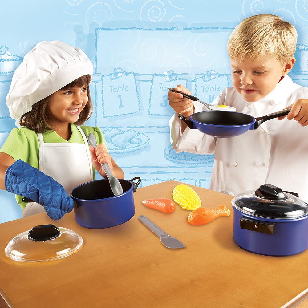 Learning Resources Pretend & Play Pro Chef Set , 13 Piezas, 3 años +, Juegos de Imitacion, Cocina Juguete, Set Cocina Juguete, Juegos de Cocina de Juguete