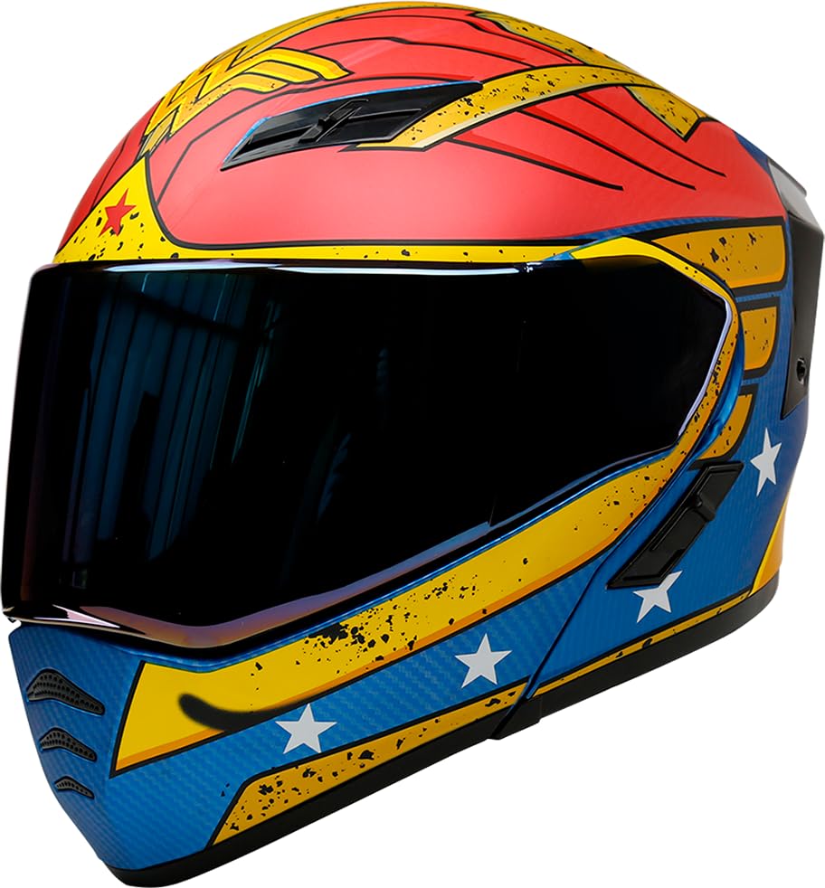 KOV Casco Mujer Maravilla Estelar ABATIBLE para Moto DC Comics Certificado