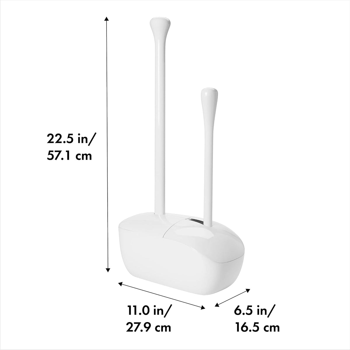 OXO Good Grips Juego de cepillo y destapacaño para baño | Recipiente que ahorra espacio, apoyo para puertas abiertas, cerdas resistentes, esencial para baño, ideal para baños pequeños