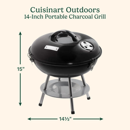 Cuisinart - Parrilla de carbón portátil CCG-190, 14 pulgadas, negra