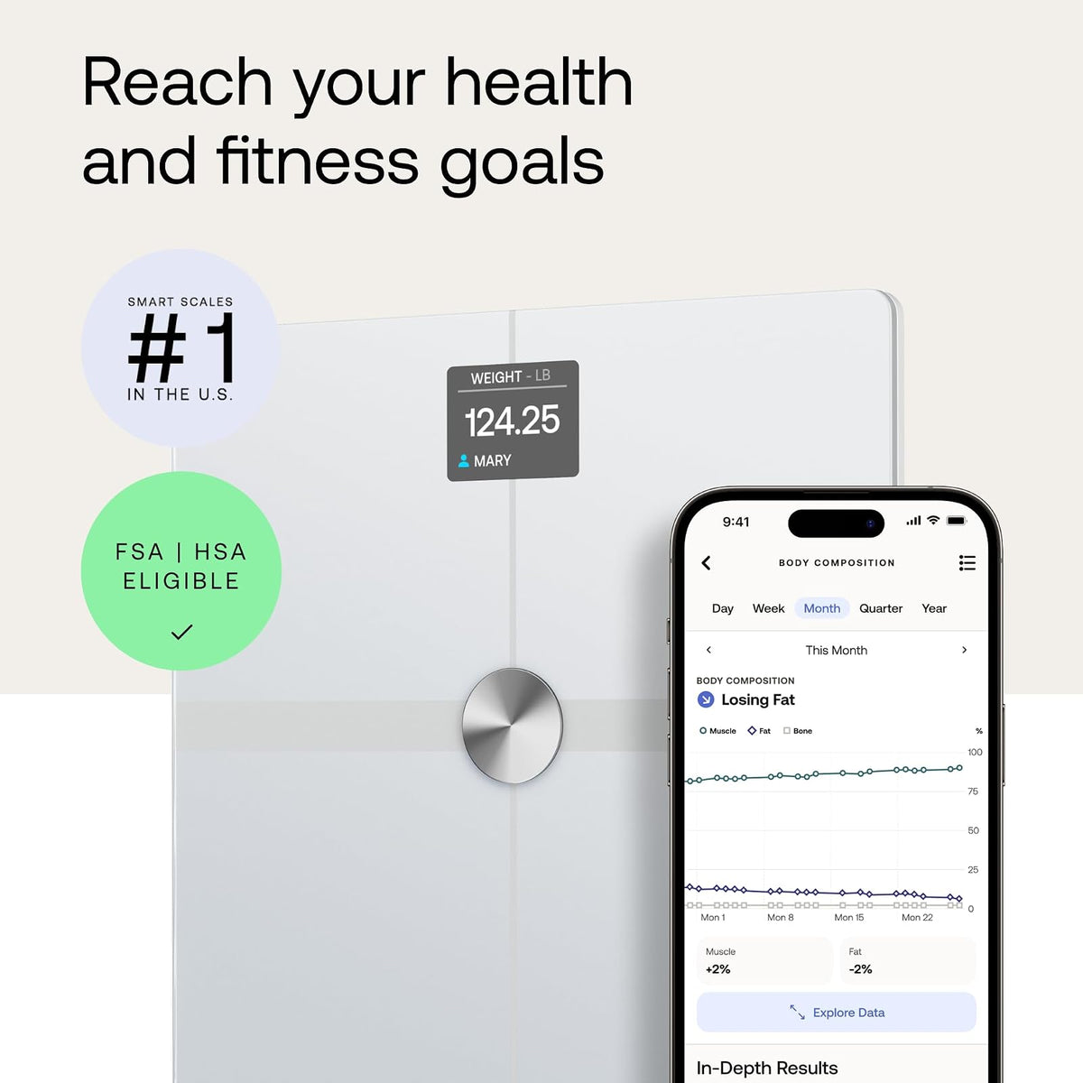 WITHINGS Body Smart - Báscula precisa para peso corporal y porcentaje de grasa, composición corporal Wi-Fi y Bluetooth, báscula de peso para bebé, báscula inteligente compatible con Apple Health,
