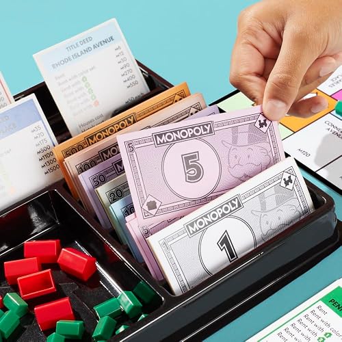 Hasbro Gaming Monopoly - Juego de Mesa de Negociar Propiedades con Bandeja de Almacenamiento y Tokens Grandes para 2 a 6 Jugadores a Partir de 8 años