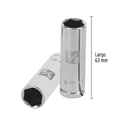 Truper D-1220-50L, Dado de 6 puntas largo para bujía cuadro 1/2" standard 5/8"