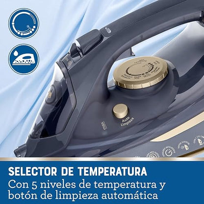 Oster® Plancha de Vapor Inalámbrica 2 en 1, Suela de Cerámica, Apagado Automático, Golpe de Vapor, Anti-Cal, Autolimpieza, Antigoteo, Vapor Vertical, 2200W, Azul, GCSTCC5000