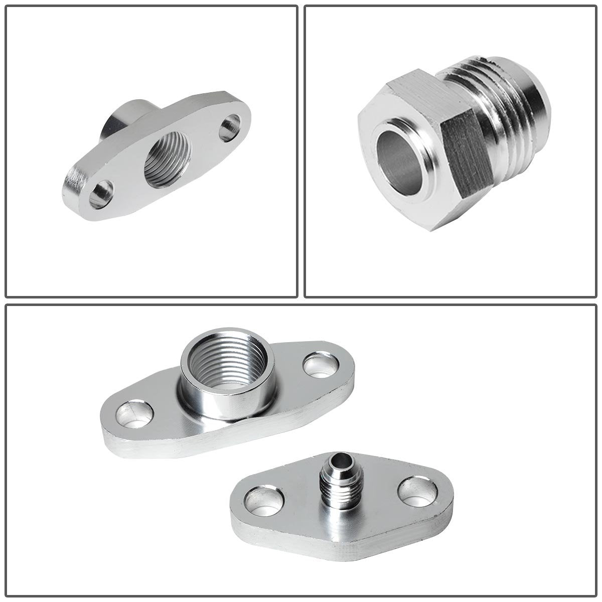 DNA Motoring OFL-KIT-008-SL Kit Completo Línea Drenaje/Alimentación Turbo Universal Plateado