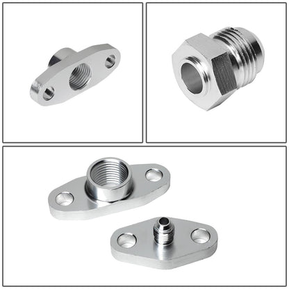 DNA Motoring OFL-KIT-008-SL Kit Completo Línea Drenaje/Alimentación Turbo Universal Plateado