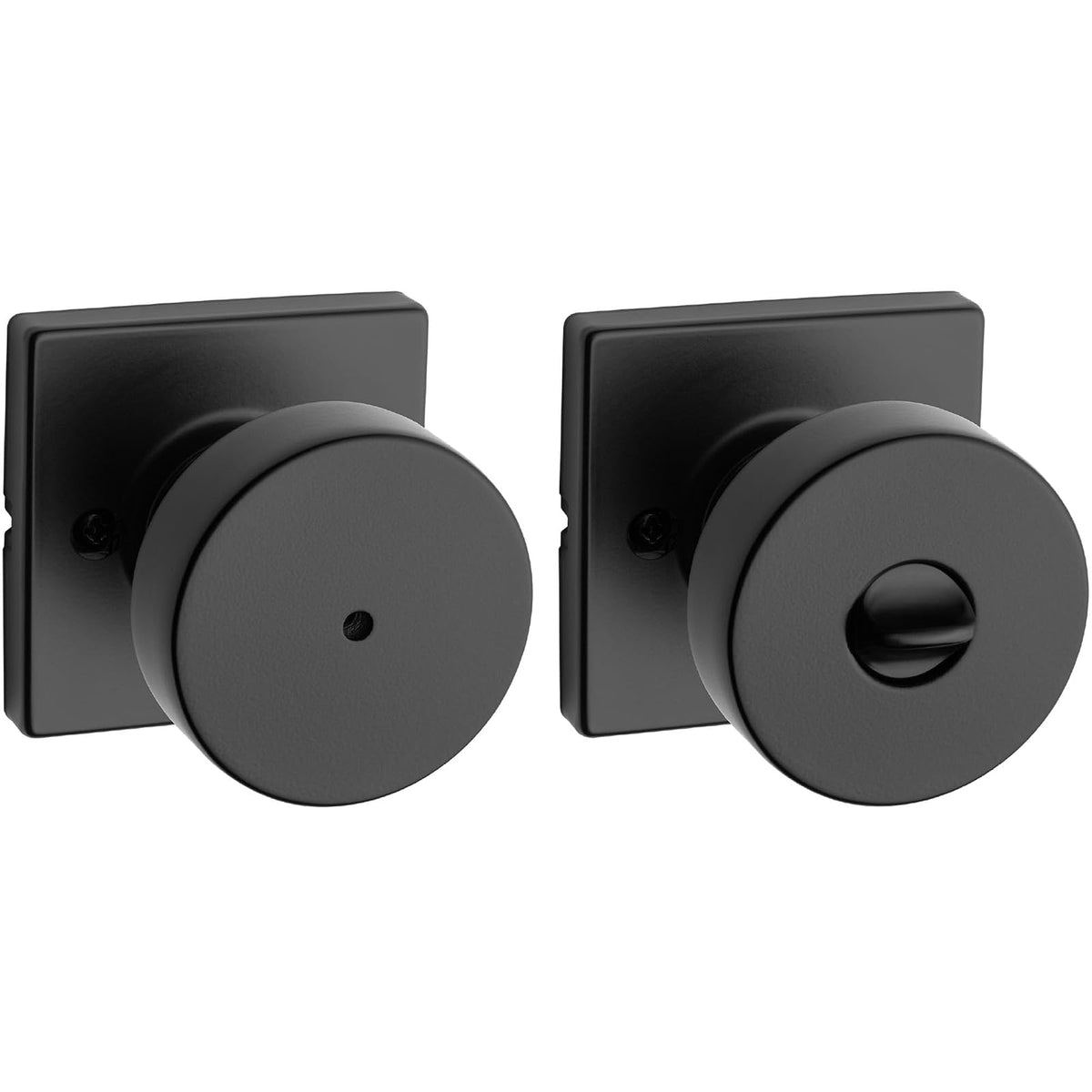 Kwikset Pismo Perilla de Privacidad para Recámara y Baño, Negro Mate - Mate negro - Square Rose - Privacidad