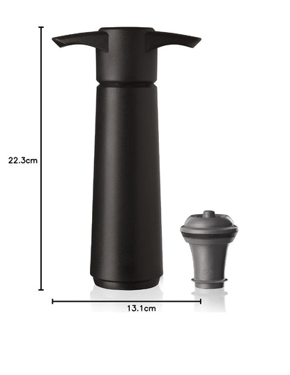Vacu Vin Vino Bomba con 1 x Tapón de Botella de aspiradora, Color Negro
