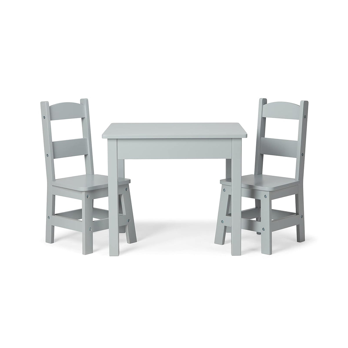 Melissa & Doug Mesa y 2 Sillas de Madera, Muebles Infantiles, Color Gris