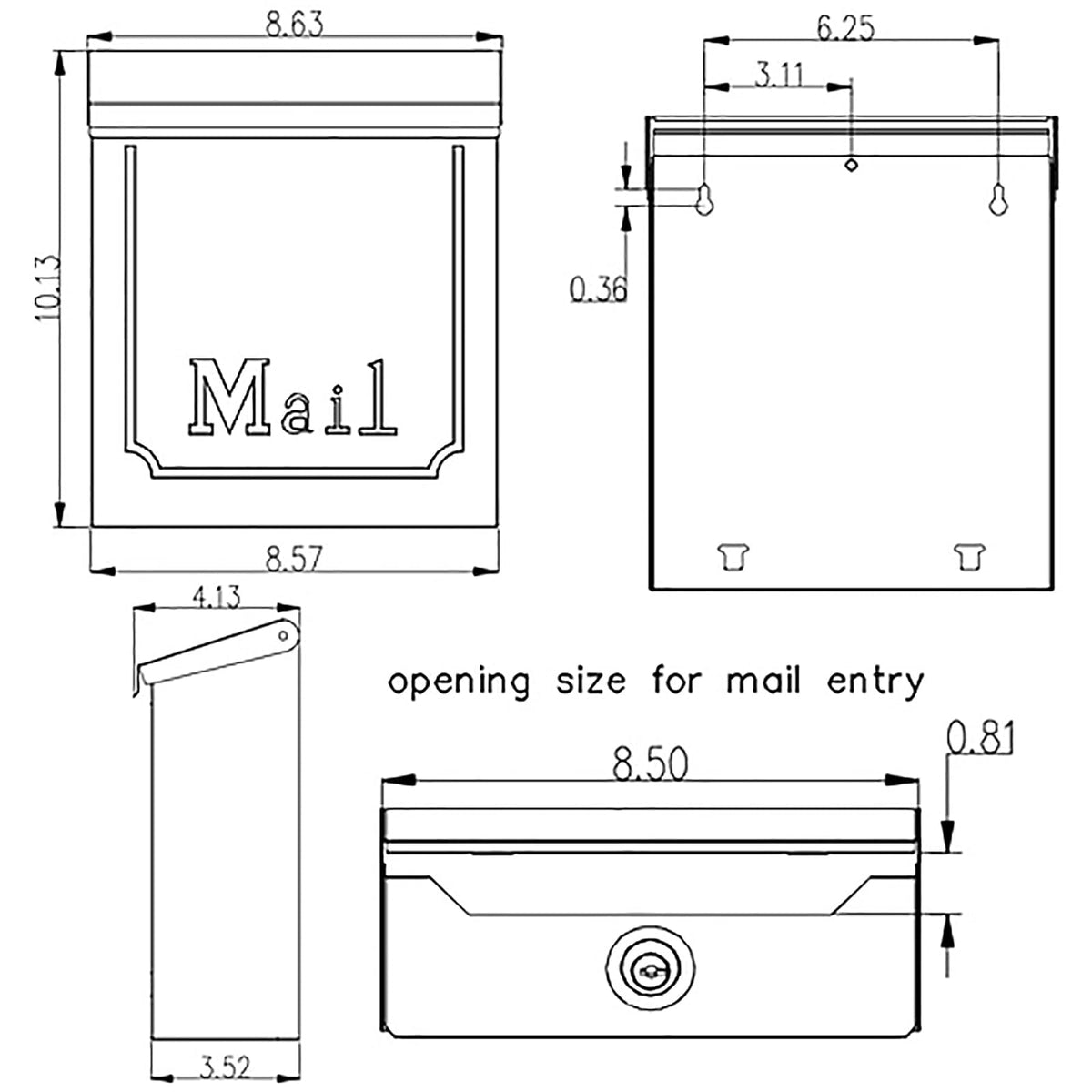 Architectural MAILBOXES Townhouse Vertical de pequeña Capacidad, buzón de Montaje en Pared de Acero galvanizado, 4.1 x 8.6 x 10.1 Pulgadas, Negro