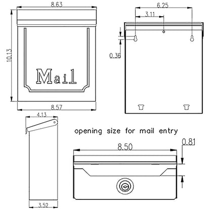Architectural MAILBOXES Townhouse Vertical de pequeña Capacidad, buzón de Montaje en Pared de Acero galvanizado, 4.1 x 8.6 x 10.1 Pulgadas, Negro