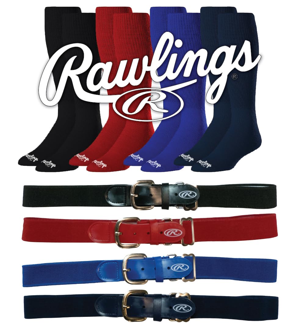 Rawlings Combo de cinturón y calcetines | Béisbol/Softball de lanzamiento rápido | Varios tamaños y colores