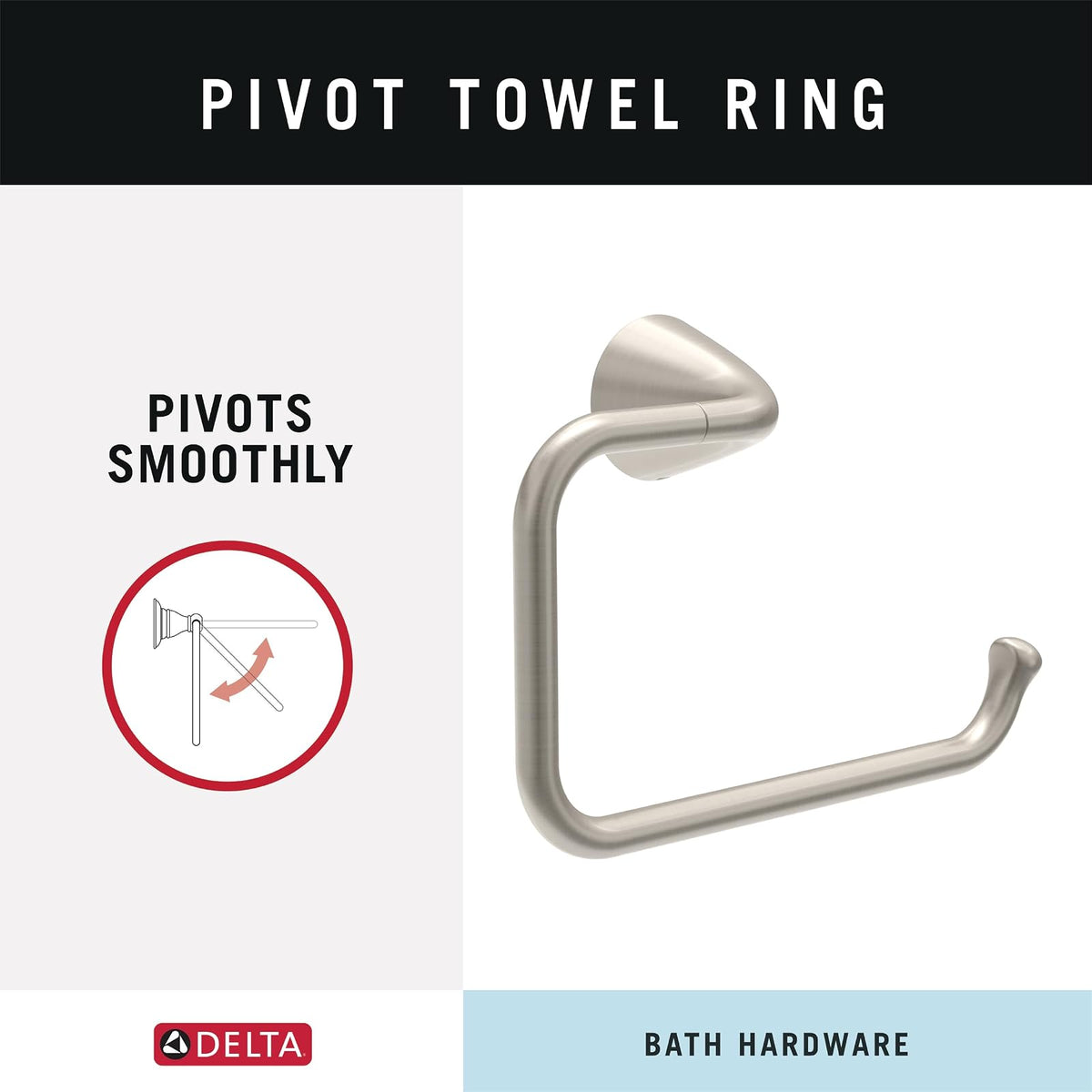 Delta ARV64-DN Arvo Juego de 4 Piezas de Accesorios de baño de 18 Pulgadas con Extensor de 6 Pulgadas, Soporte para Papel higiénico, Anillo de Toalla, Gancho, níquel Cepillado