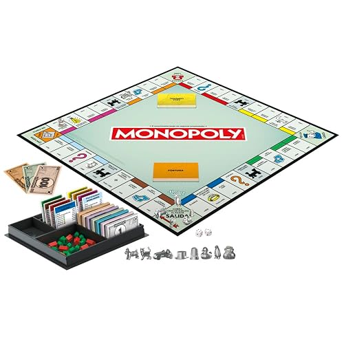 Hasbro Gaming Monopoly - Juego de Mesa de Negociar Propiedades con Bandeja de Almacenamiento y Tokens Grandes para 2 a 6 Jugadores a Partir de 8 años