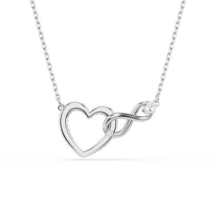 Swarovski Colgante Hyperbola, Corazón y símbolo del infinito, Blanco, Baño de rodio