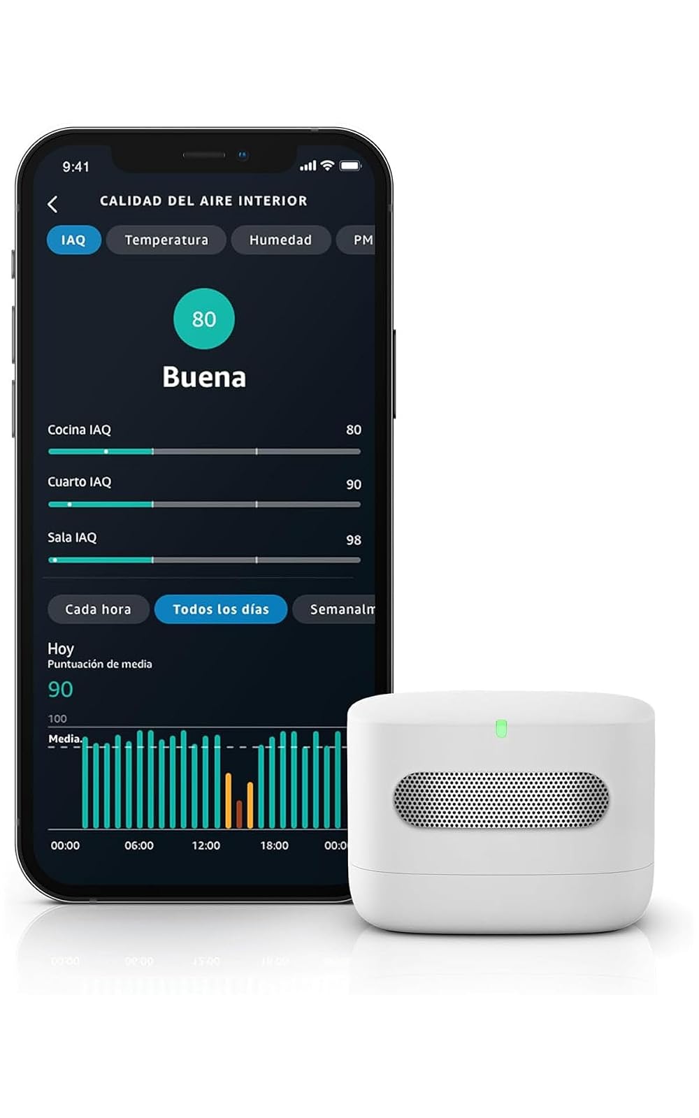 Monitor de Calidad de Aire, Conoce tu aire, compatible con Alexa