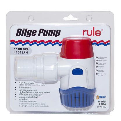 Rule - Bombas de achique Marinas, no automáticas, 12 V, Beige, 1100 GPH - 1100 GPH - 12 V