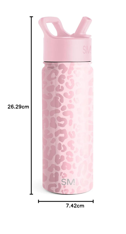 Simple Modern - Botella de agua de leopardo con tapa de popote, aislamiento al aspiradora, botellas de termo de metal de acero inoxidable, reutilizable, a prueba de fugas, sin BPA, para deportes