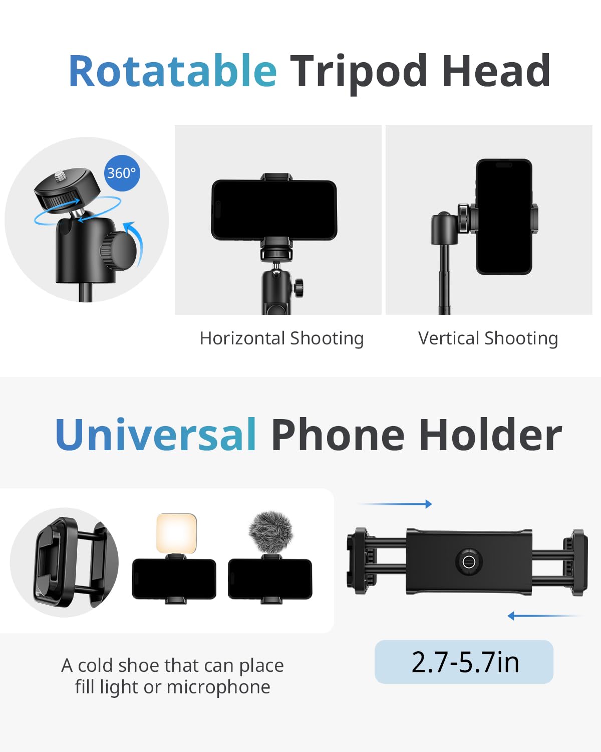 UBeesize - Trípode Extensible para teléfono, trípodes Flexibles con Control Remoto, Palo Selfie 3 en 1 con Soporte Gopro, Soporte para iPhone para grabación, volgging, transmisión en Vivo Apto para