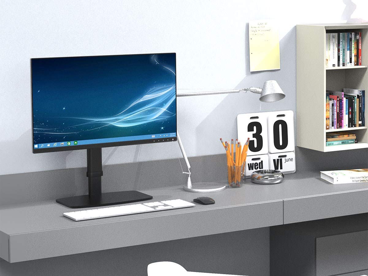 Monoprice Free Standing Single Monitor Desk Mount for Monitors Up to 27 Inches, Easy Height Adjustable, Workstream Collection, Negro