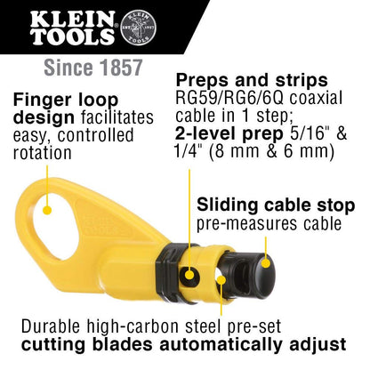Klein Tools VDV110-061 Pelacables radial a 2 niveles para cable coaxial
