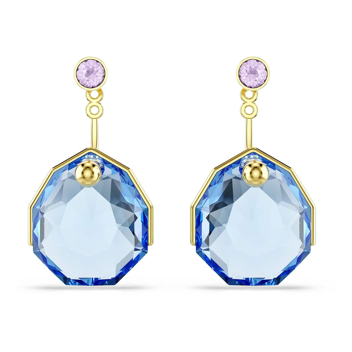 Swarovski Gema - Chaquetas para arete, color azul, baño dorado