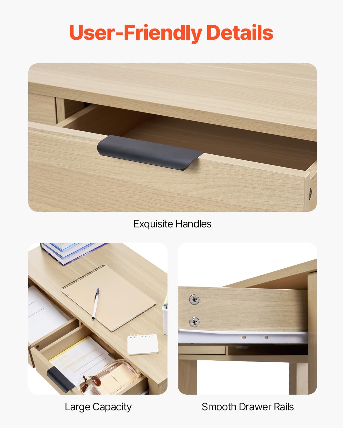 VEVOR - computadora pequeño con cajones, computadora Infantil para recámara, Mesa de Estudio Simple Moderna para Dibujar, Leer, Escribir, Mesa de Almacenamiento Rectangular de MDF para el hogar