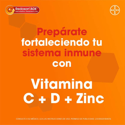 Redoxon AOX Multivitamínico con Vitamina C, Vitamina D y Zinc, Pack de 3 Unidades con 10 Tabletas Efervescentes, Naranja