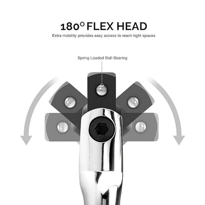 Neiko 00339A Barra de Disyuntor de 3/8" 12 Pulgadas Cabeza Flexible Cr-Mo