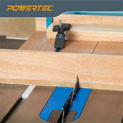 POWERTEC 71793 Barra de inglete HDPE de 3/4" x 3/8" x 17" para trineo de corte transversal, trineo de sierra de mesa, plantillas, accesorios y ranuras de inglete de 3/4" x 3/8", con tornillos de mont