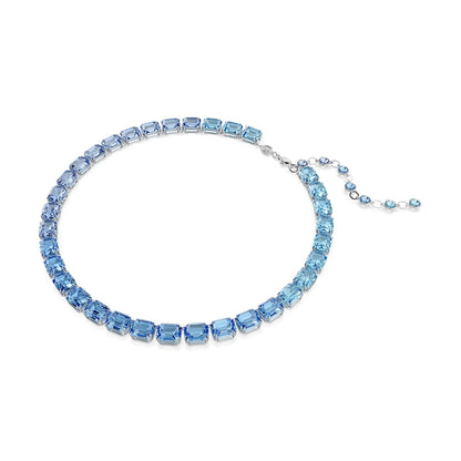 Collar Swarovski Millenia, corte octágono, degradado de color, azul, acabado rodio, Una talla, Cristal, Cristal