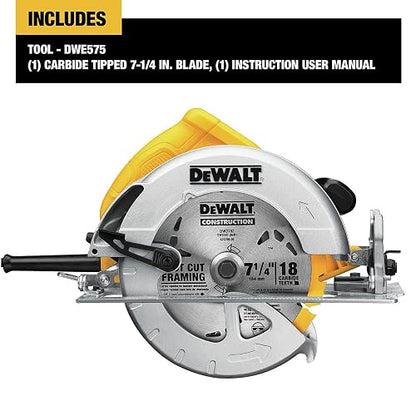 DEWALT Sierra Circular De 7-1/4 Pulgadas, Ligera, Con Cable (Dwe575)