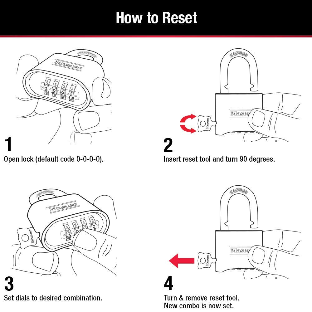 master lock cerradura de combinación reajustable, Número, 1 paquete, Metal