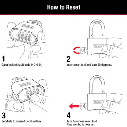 master lock cerradura de combinación reajustable, Número, 1 paquete, Metal