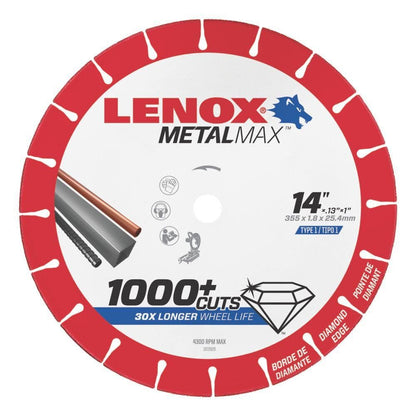 Lenox Tools 1972929 Metalmax Diamond Edge Cutoff Wheel, 14" x 1"