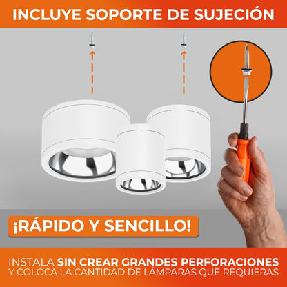 Tecnolite Lámpara Plafón LED de Sobreponer 35 W, Luz Blanca Configurable, IP65, IK08, Interior y Exterior, LED integrado