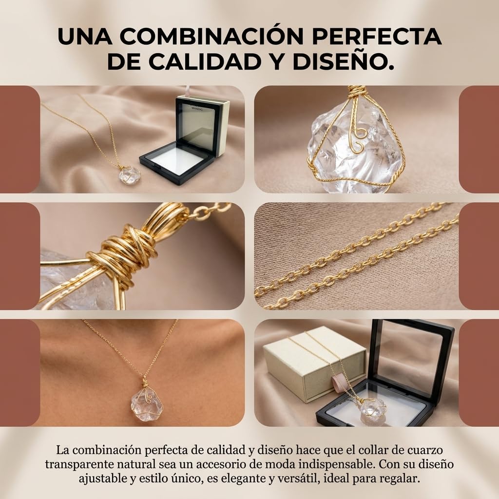 XYPHIELLE Collar de Cuarzo Blanco Natural para Mujer, Dije de Piedra de la Pureza Envuelto en Alambre, Joyería Minimalista y Clara, Regalo de Armonía