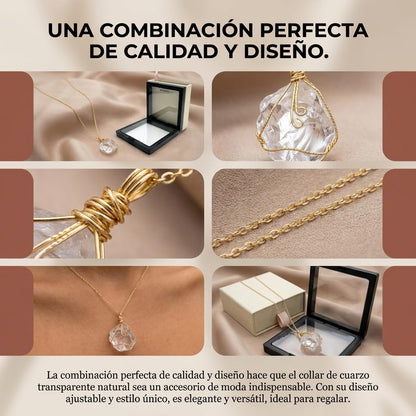 XYPHIELLE Collar de Cuarzo Blanco Natural para Mujer, Dije de Piedra de la Pureza Envuelto en Alambre, Joyería Minimalista y Clara, Regalo de Armonía
