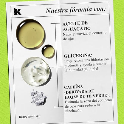 Kiehl’s Avocado Eye Treatment - Crema Contorno para Ojos Hidratante | Reduce Bolsas - Ilumina la Mirada - Con Aceite de Aguacate, Manteca de Karité, Beta Caroteno y Cafeína