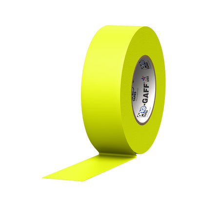 Pro Tapes Cinta Gaffer Mate con Adhesivo de Goma - 2" (Pack of 1) - Amarillo fluorescente
