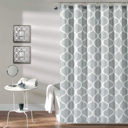 Lush Decor - Cortina de Ducha de baño Lavable y Duradera, 72 x 72 Pulgadas con Estampado de Enrejado en Tela Suave, Gris Claro