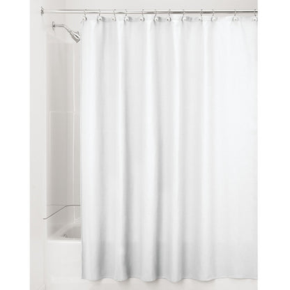 InterDesign Cotton Blend Fabric Shower Curtain, 72 x 72-Inch 2 Piece Set with Rings, White Waffle
