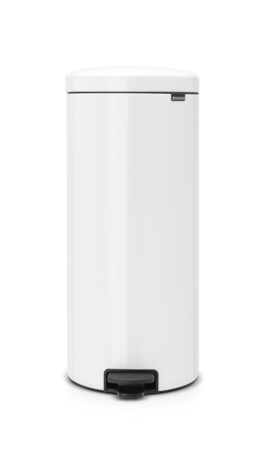 Brabantia - Bote de basura con cubeta interior de plástico, acero brillante, 7 galones - BLANCO - 30 L