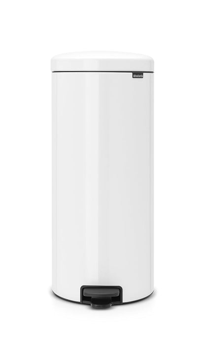 Brabantia - Bote de basura con cubeta interior de plástico, acero brillante, 7 galones - BLANCO - 30 L
