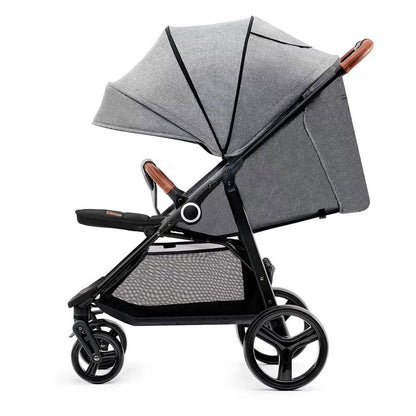 Kinderkraft GRANDE PLUS Carriola, ligera desde Nacimiento hasta 22 kg, Silla de Paseo, Plegado con una sola mano, Posición tumbada, Suspensión de todas ruedas, Capota grande XL, Grigio