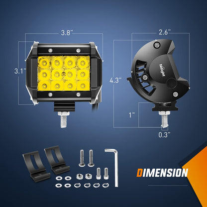Nilight 18031S-B Luces Antiniebla LED de Triple Fila de 36W para Camiones Jeeps UTV ATV Barcos Marinos, Redonda, Ámbar, 2 Piezas 4 Pulgadas